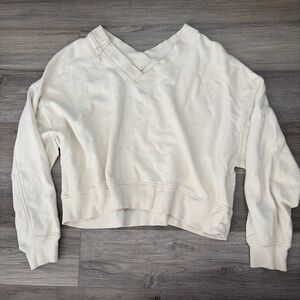 Aerie Cream V-Neck Sweatshirt